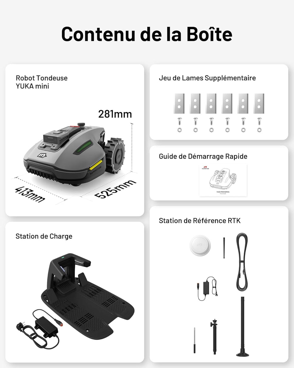 MAMMOTION YUKA Mini 700 Robot Tondeuse sans Fil Périphérique, NetRTK+Vision, Aucune Antenne RTK Requise, Recommandé 700 m², Pente à 50%, Cartographie Automatique, avec Module 4G
