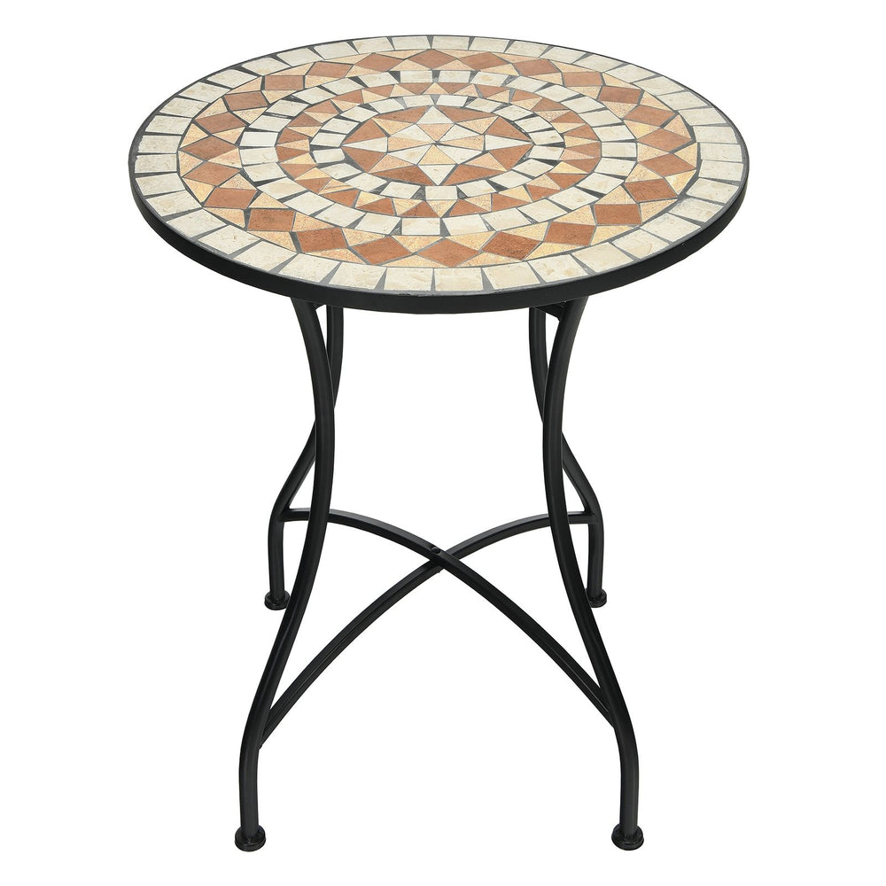 Table de Jardin Style Mosaïque Cadre en Fer et Revêtement Antirouille pour 60 x 60 x 72 CM -