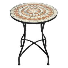Table de Jardin Style Mosaïque Cadre en Fer et Revêtement Antirouille pour 60 x 60 x 72 CM -